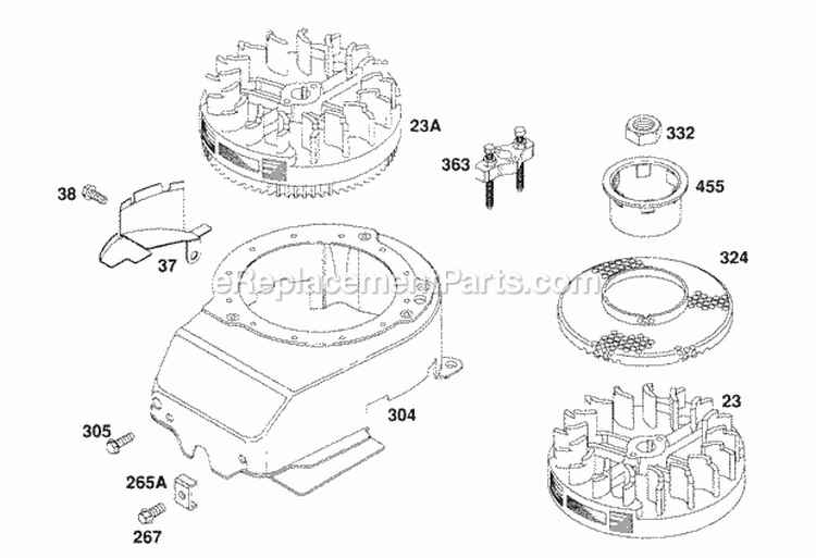 Blower Hsg Flywheels Diagram and Parts List for 123882-3420-01  Briggs and Stratton Engine
